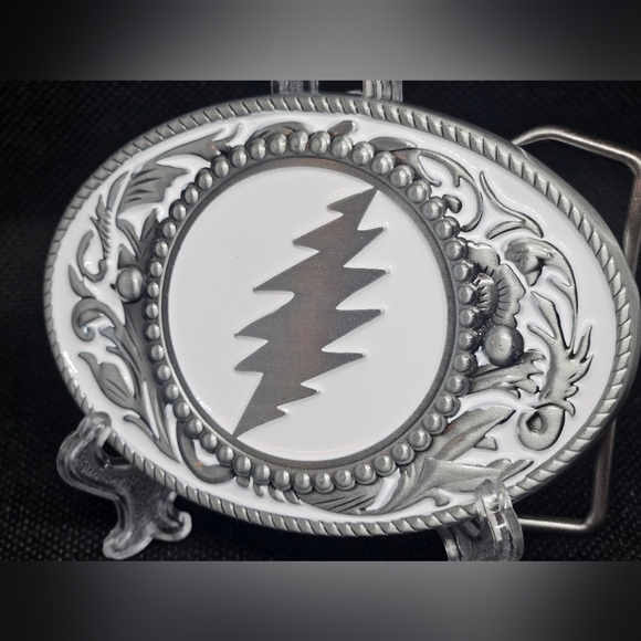 Grateful Dead "Go To Heaven" 13 Point Lightening Bolt Silver Tone Belt Buckle - Picture 2 of 3